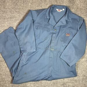 Ben Davis Coveralls Mens 46R Blue Workwear Mechanic Shop Jumpsuit USA Made